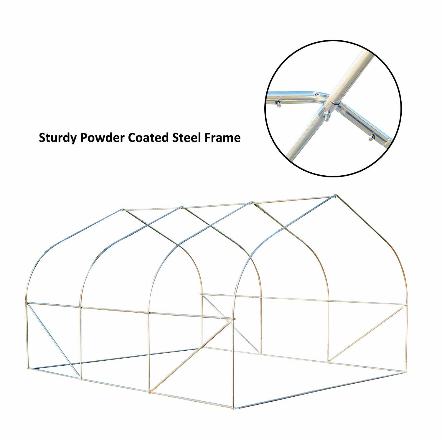 Walk-In Tunnel Greenhouse 11.4 x 9.8 x 6.8 ft Roll-Up Door 6 Windows