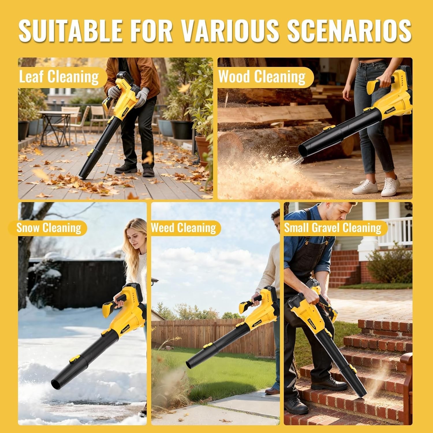 Cordless Leaf Blower for DEWALT 20V MAX Battery, 580CFM / 200MPH Brushless Motor