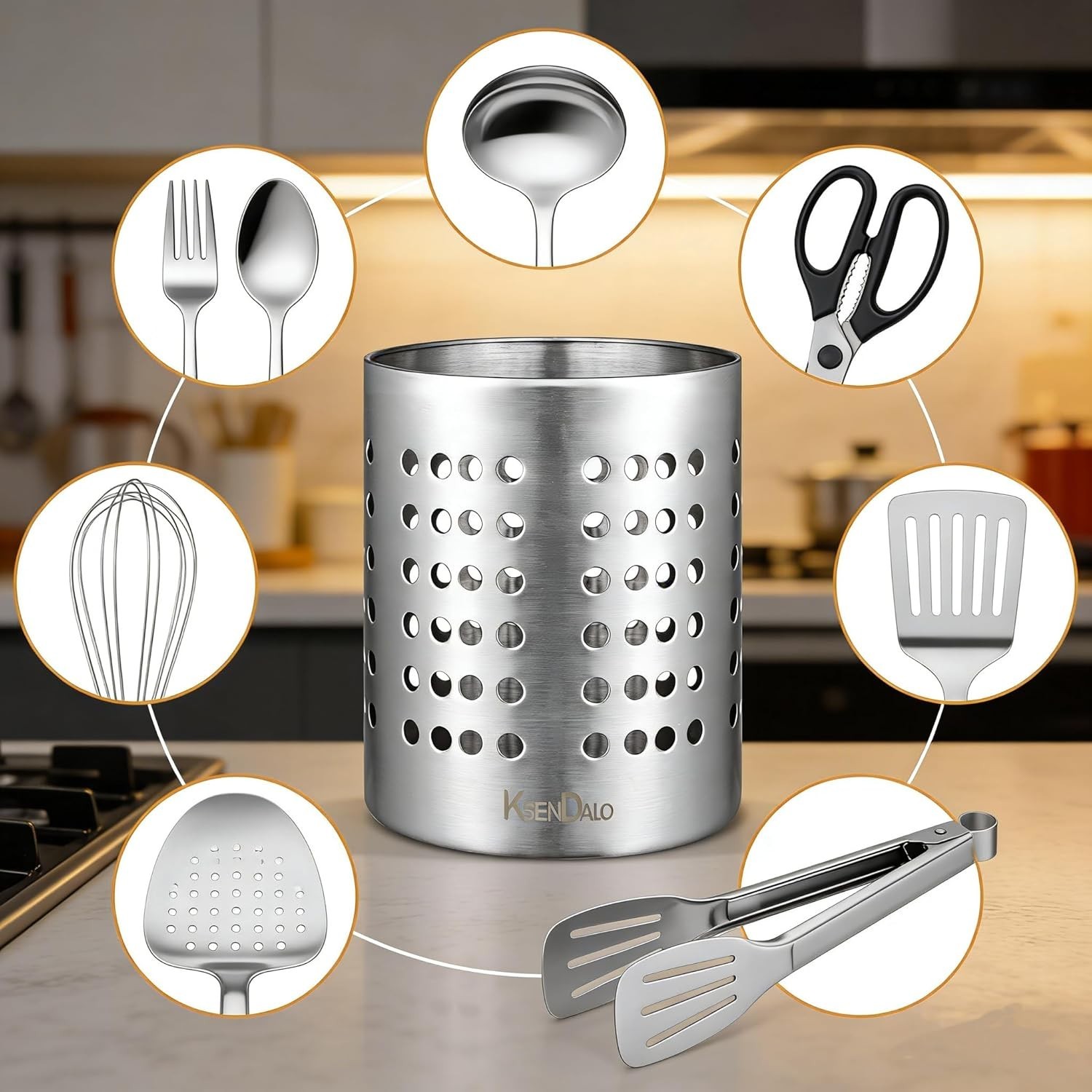 Versatile Silver Utensil Drying Rack for Stylish Kitchen Organization – 5.32in