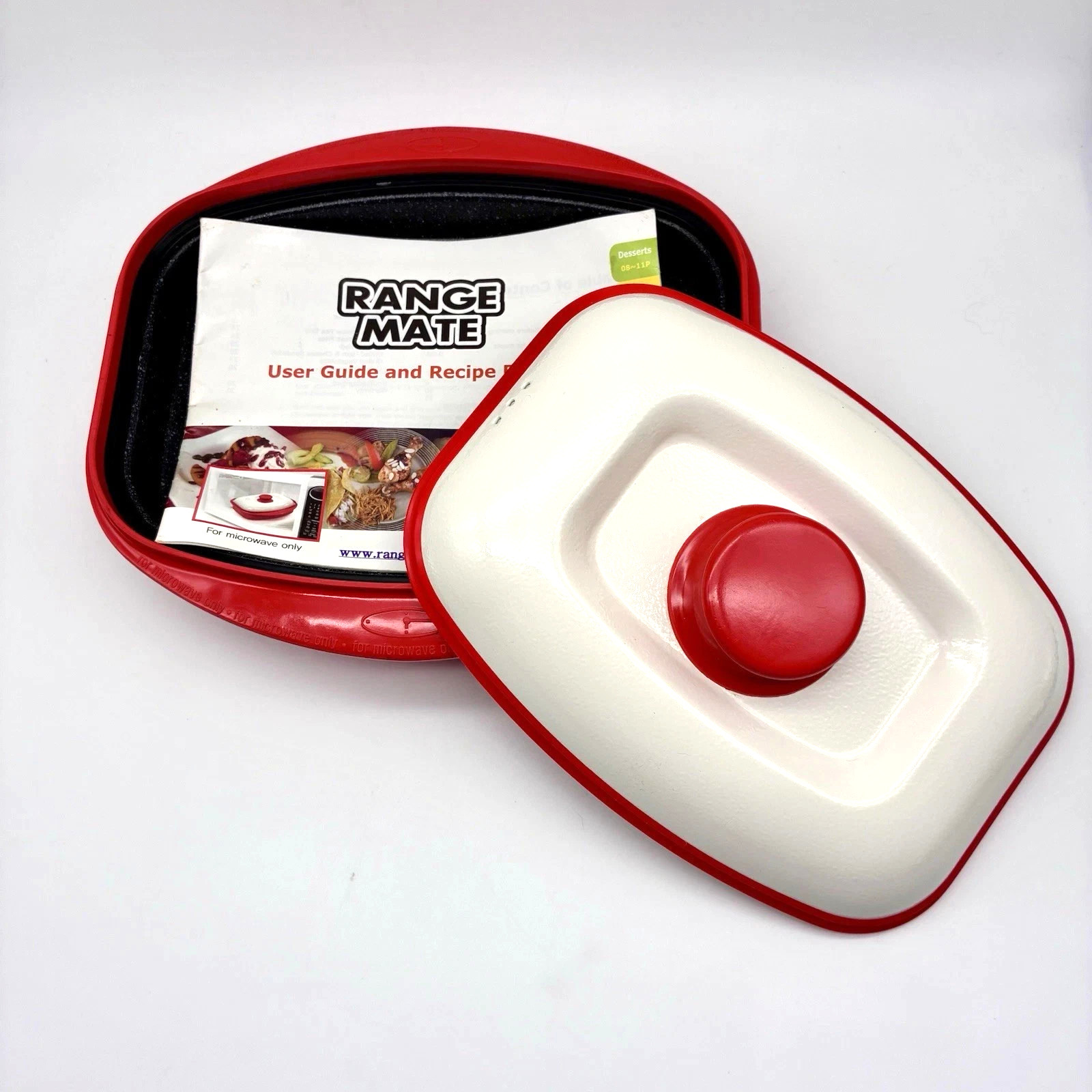 Range Mate Rectangular Nonstick Microwave Grill Pan Red With Recipe Booklet