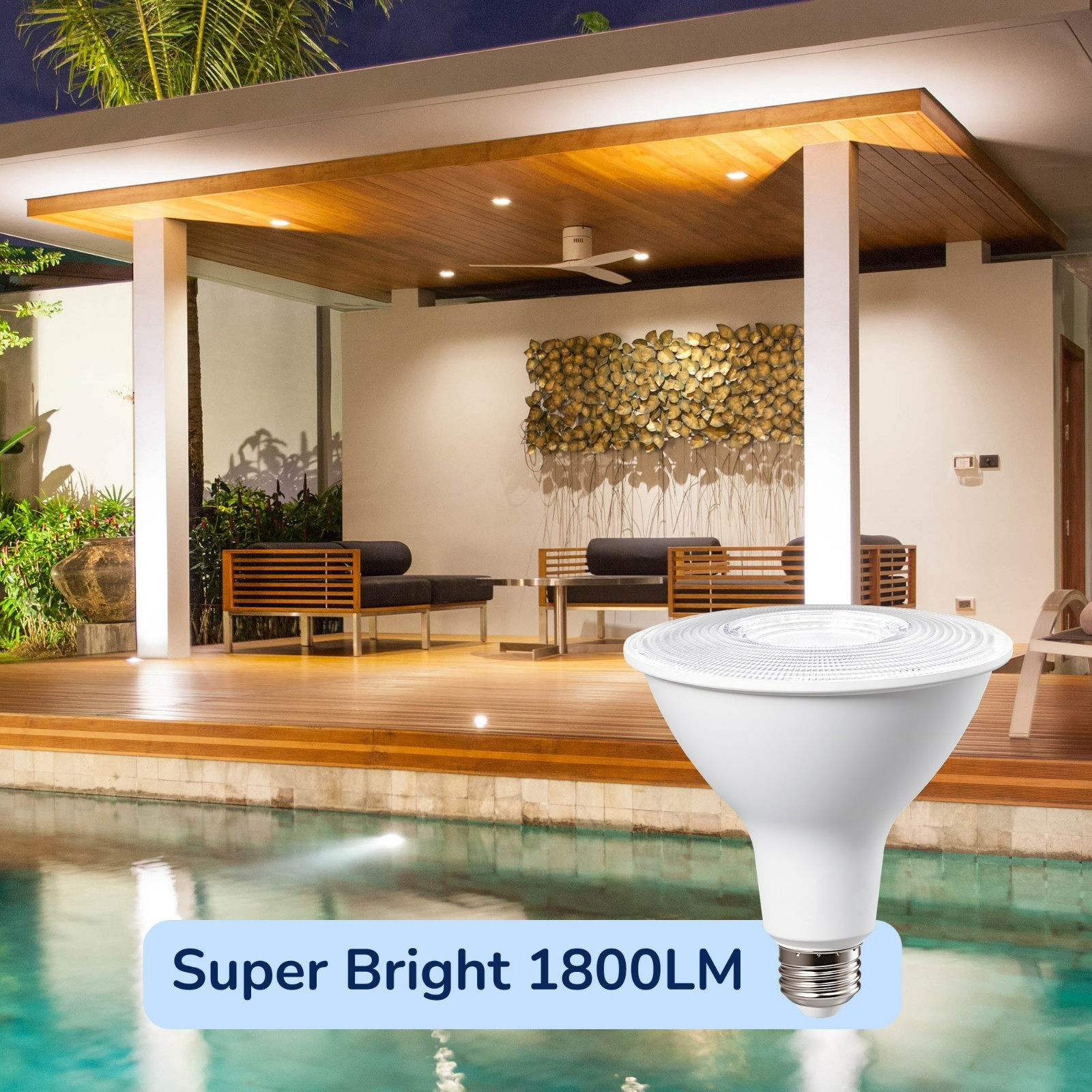 4 Pack LED PAR38 Outdoor Flood Light Bulbs, 18W(120W Equivalent),5000K Daylight