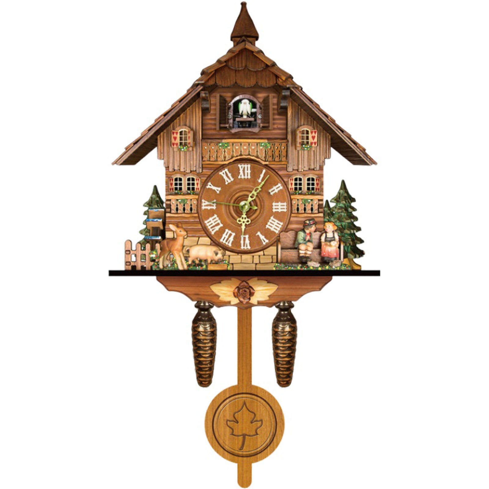 Vintage Cuckoo Wall Clock – Elegant Black Forest Design with Singing Feature