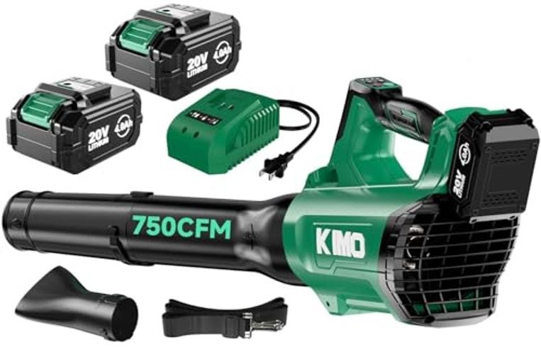 Cordless Leaf Blower with Battery and Charger, 750CFM Black and Light Green