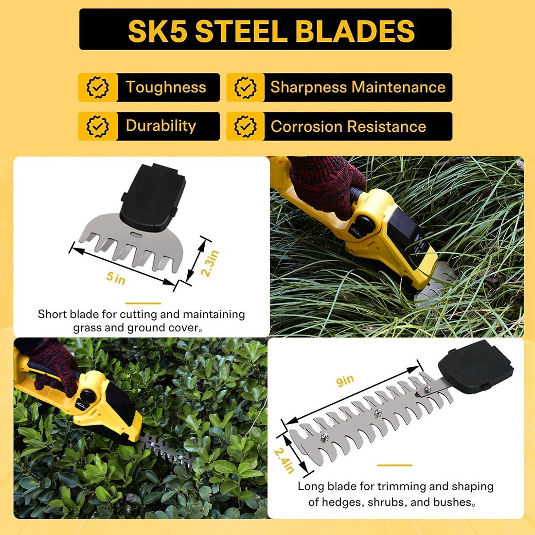 2-in-1 Cordless Hedge Shrubbery Trimmer Grass Shear For DeWALT 20V MAX Battery
