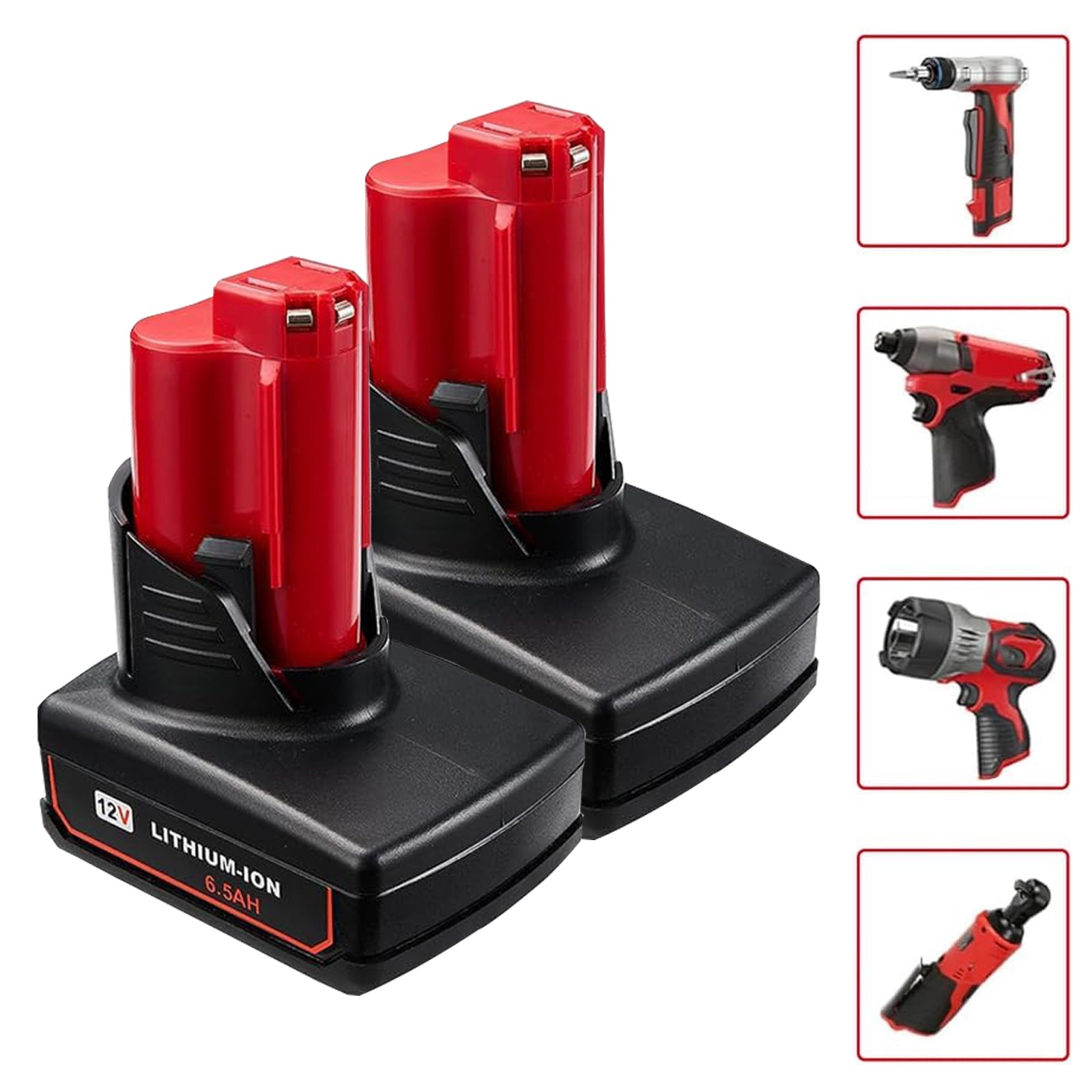 2 Pack 6.5Ah for Milwaukee 12V M-12 Lithium-ion Battery 48-11-2440 48-11-2460