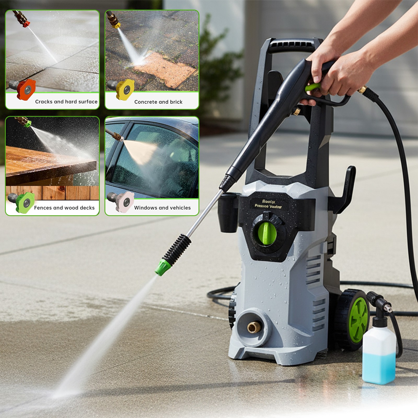 Electric Pressure Washer 4 Quick Nozzles High Pressure Cleaning Machine Portable