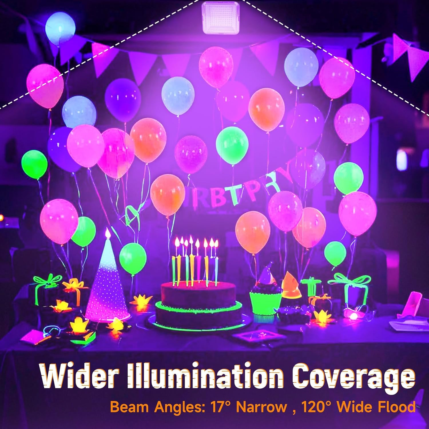 Rechargeable 5000Mah LED Black Light, 120 UV Led, IP65 Waterproof & Magnetic, Lo