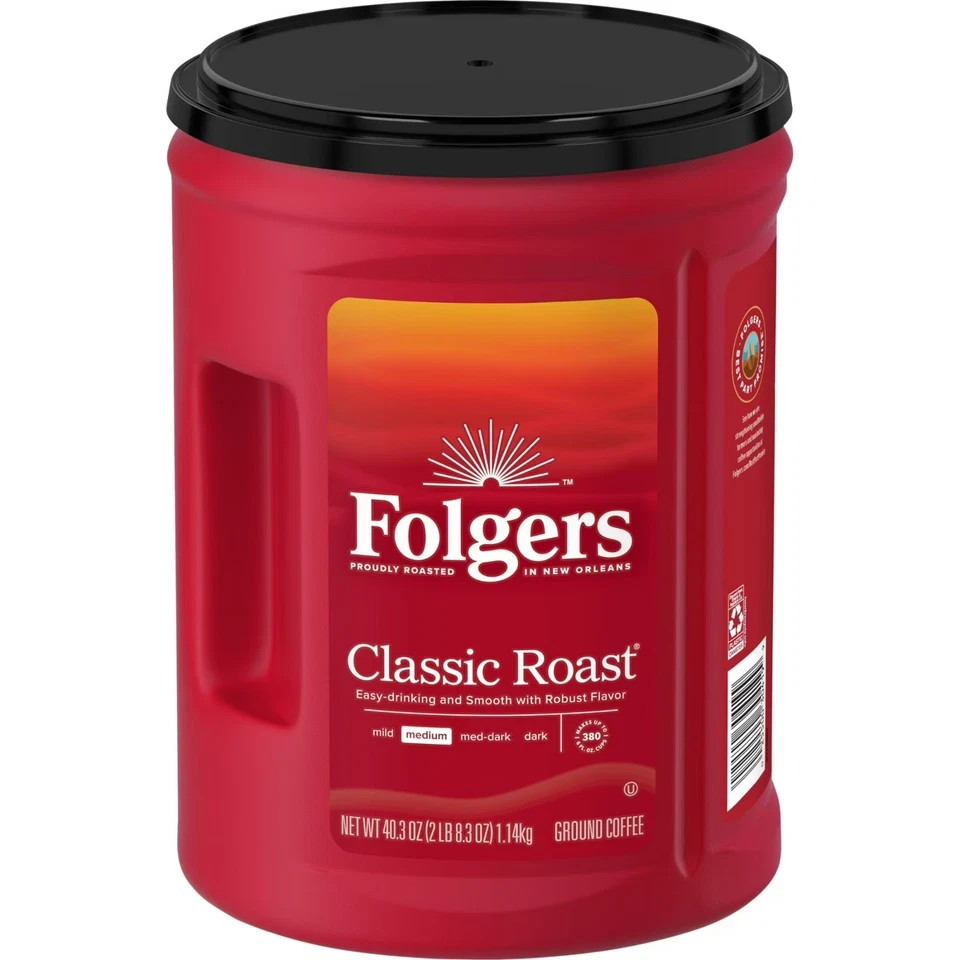 Folgers Classic Roast Ground Coffee, Medium Roast, 40.3 oz free shiping