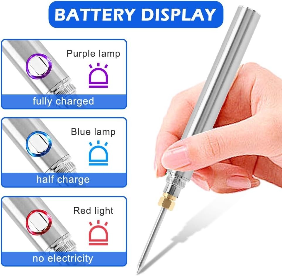 USB Rechargeable Portable Soldering Iron Kit, 1100mah 5V 15W Rapid Heat 788°F…