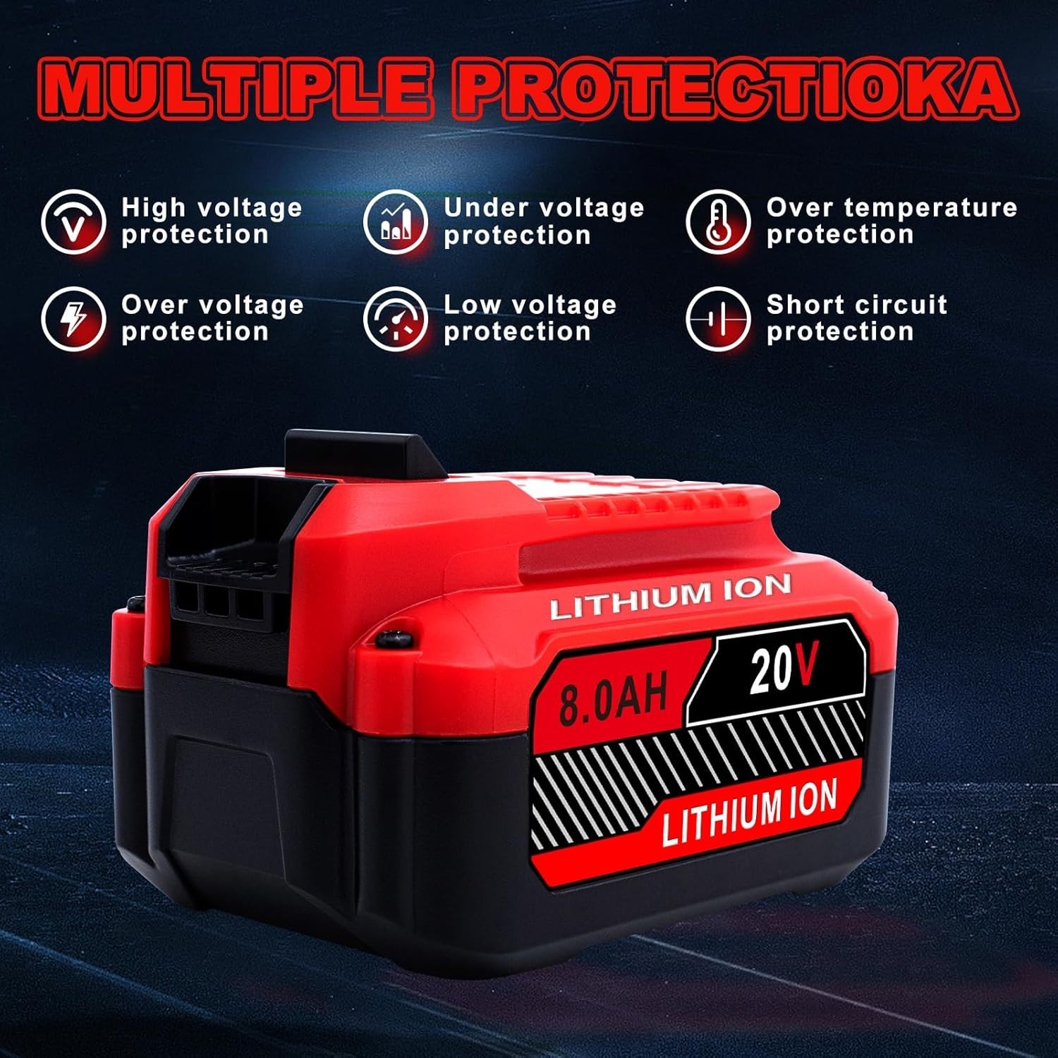 2PACK 20Volt For Craftsman V20 8.0Ah Li-ion Battery CMCB204 CMCB202 /Charger