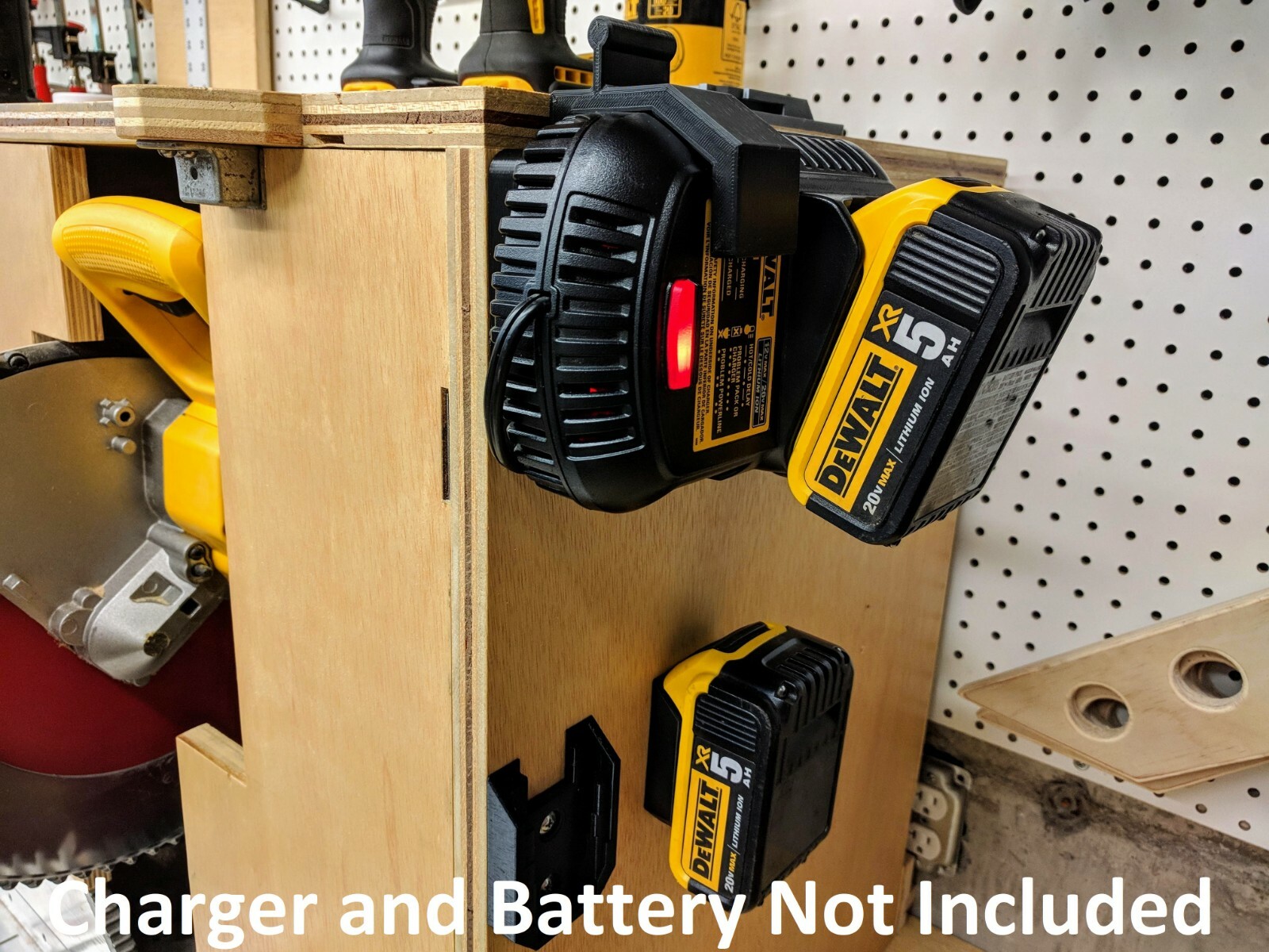 Wall Mount for DeWalt DCB101 Charger with Optional 20v Max Battery Mounts