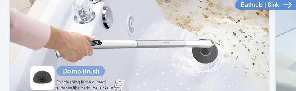 Electric Spin Scrubber Shower Scrubber with Digital Display 5 Brush Heads Clean