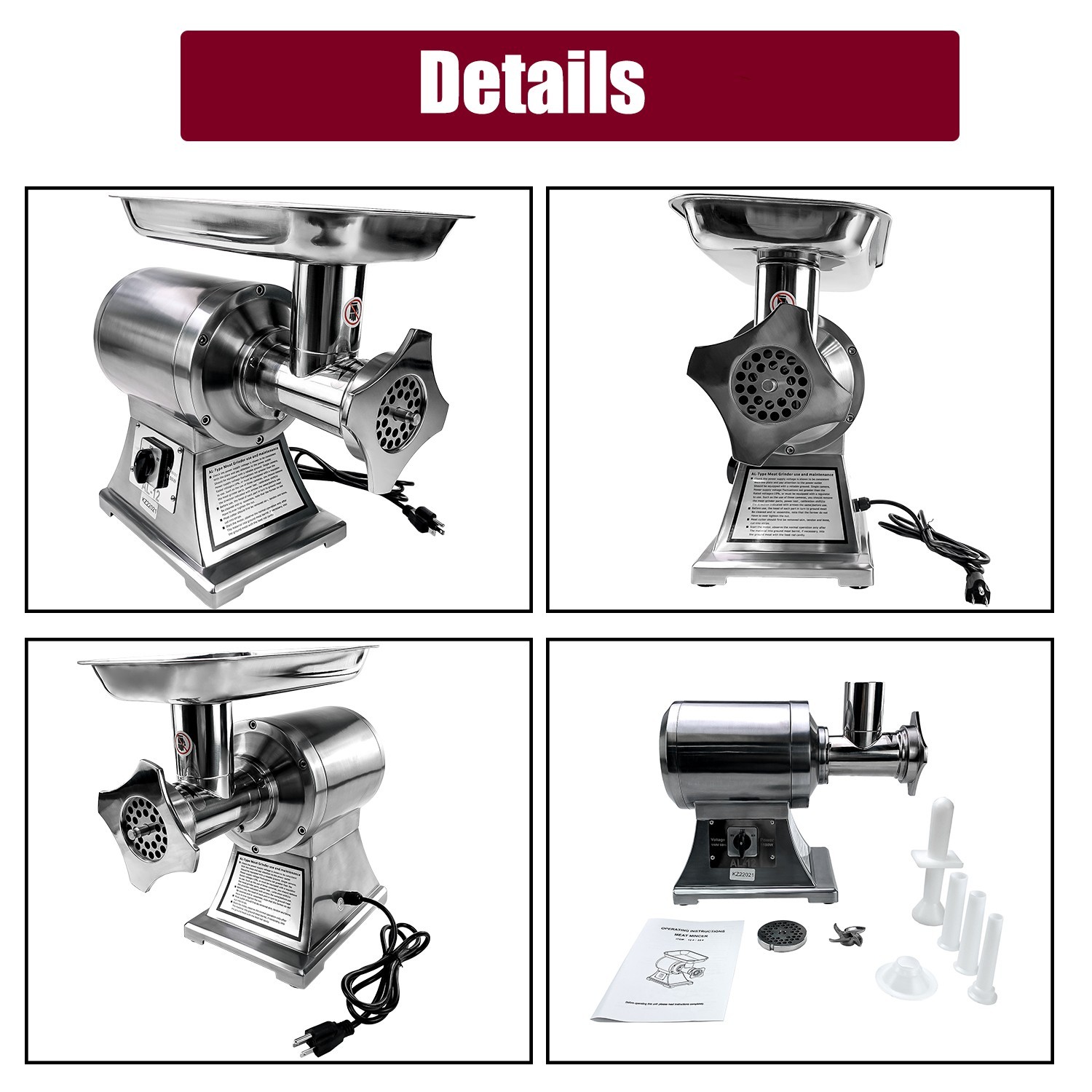 2800W Heavy Duty Commercial Electric Meat Grinder Sausage Maker Mincer Stuffer
