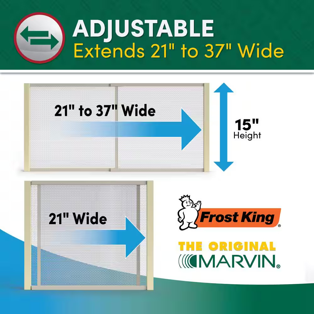 21 – 37 In. W X 15 In. H Clear Wood Frame Adjustable Window Screen