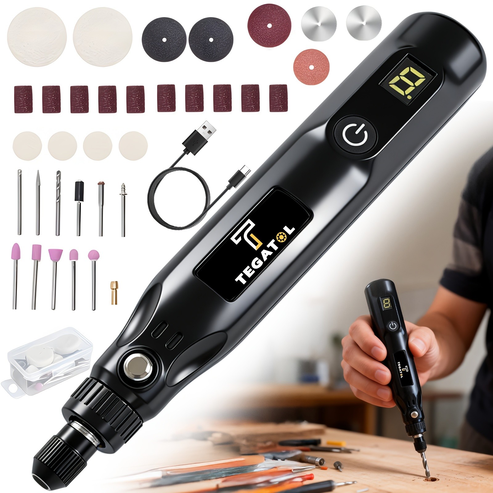 Multifunctional Mini Electric Grinder, Work Screen Display Sander