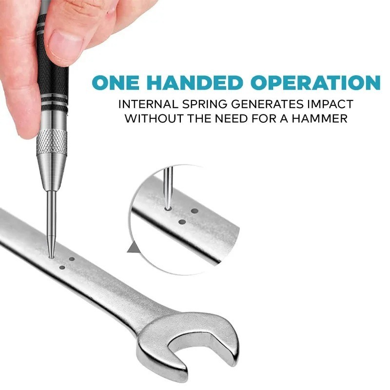 2 Super Strong Automatic Centre Punch Adjustable Spring Loaded Metal Drill TooL
