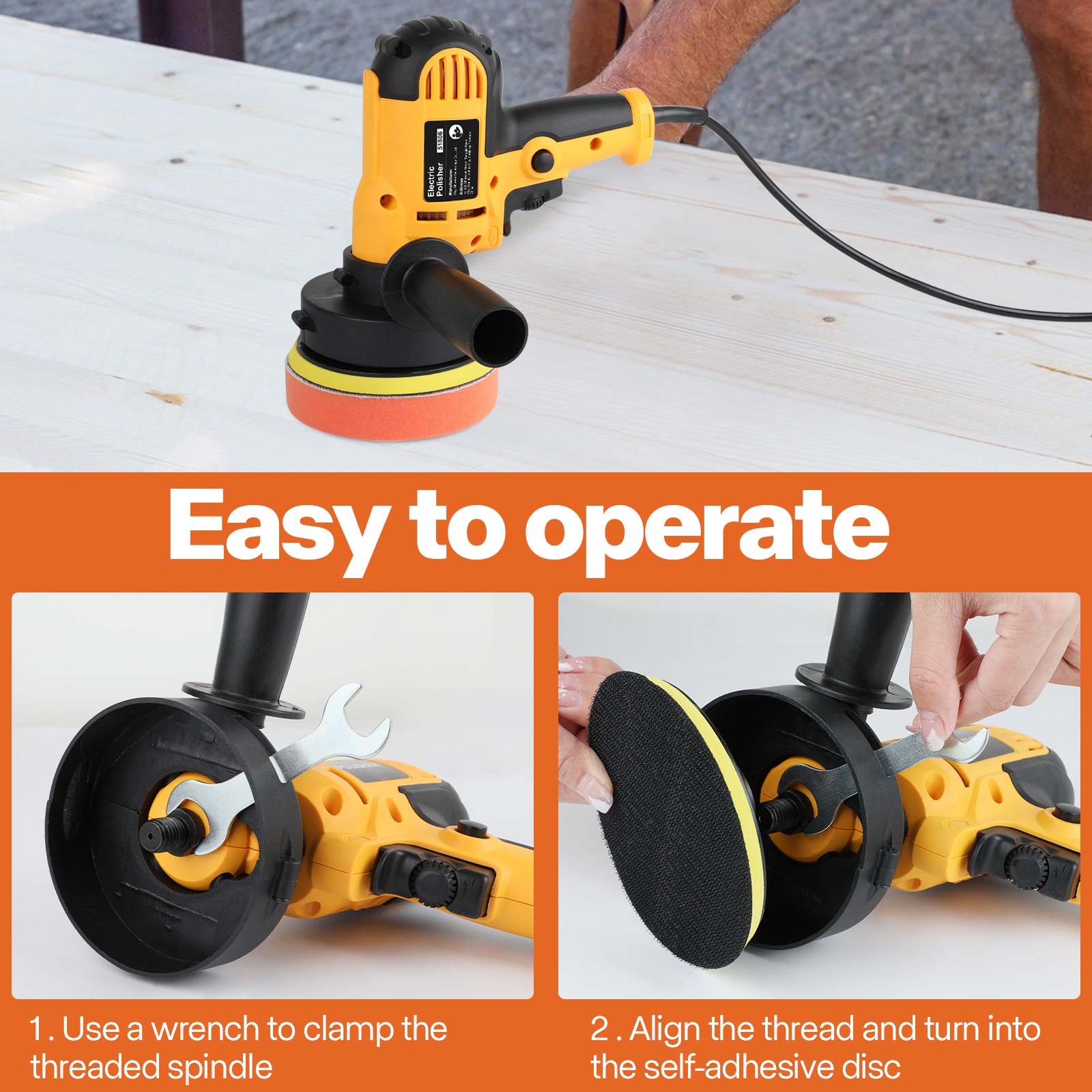 800W Car Polisher Buffer Sander Polishing Machine Kit Waxing with 5″ Pad Bonnet