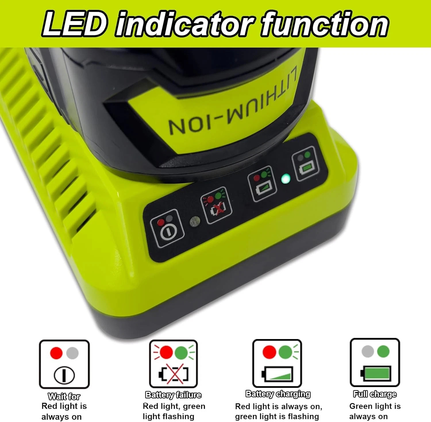 2Port 12-18V P117 P108 P107 Dual Charger for Ryobi Li-ion,Ni-CD,Ni-MH Battery