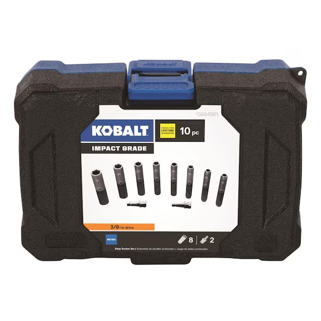 Kobalt 10 Pc Metric Deep Impact Socket Set 3/8″ Drive 6 Point w/ Case NEW
