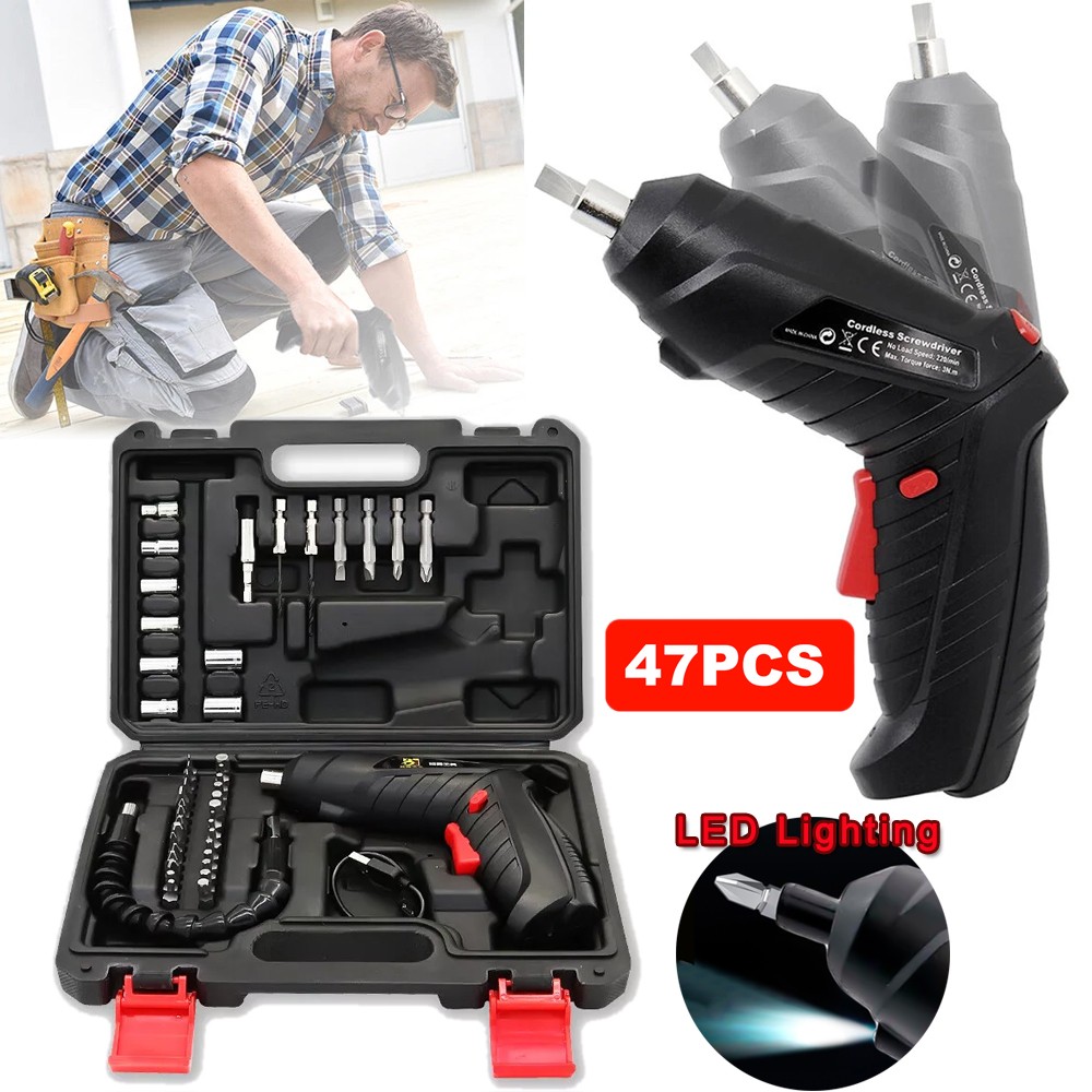 47IN1 Taladros Inalambrico Combo Taladro De Impacto y Atornillador Electrico Kit