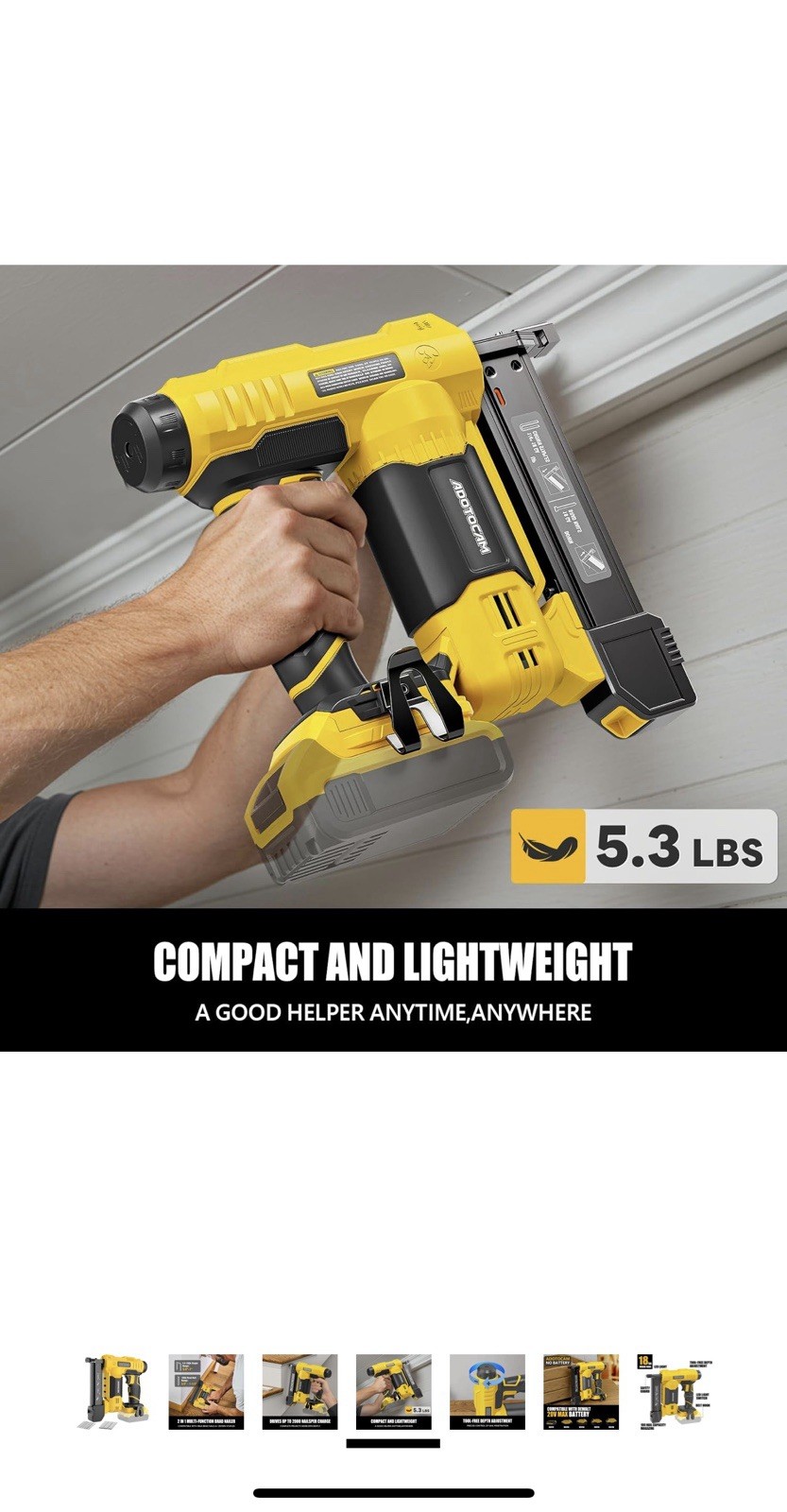 18GA Cordless Brad Nailer for Dewalt 20V Battery (Tool Only), 2 in 1 Cordless…
