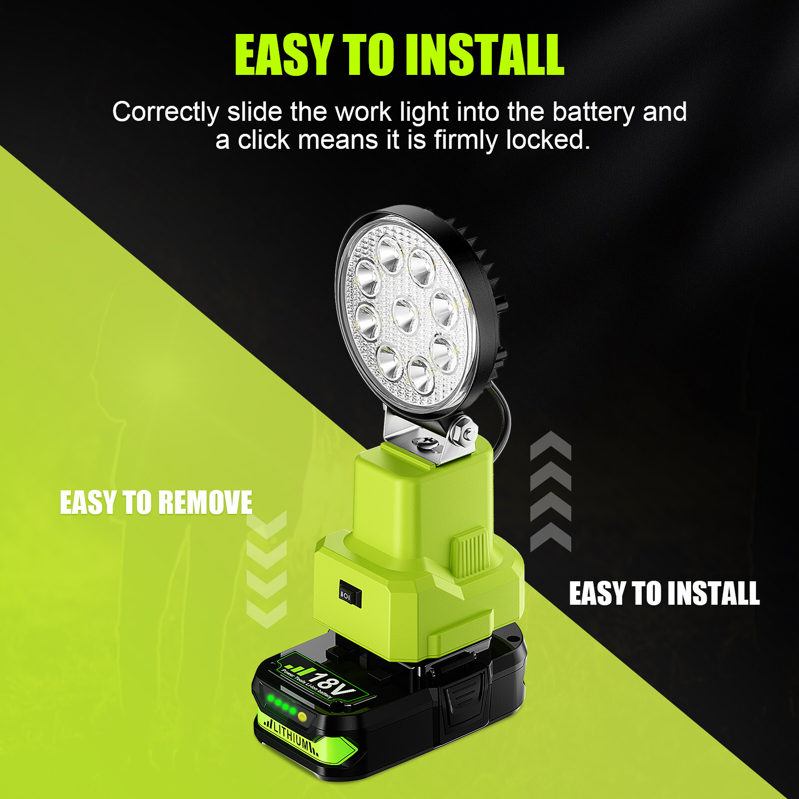 Cordless LED Work Light for Ryobi 18V One+ Li-ion Battery 18W 2100LM no battery