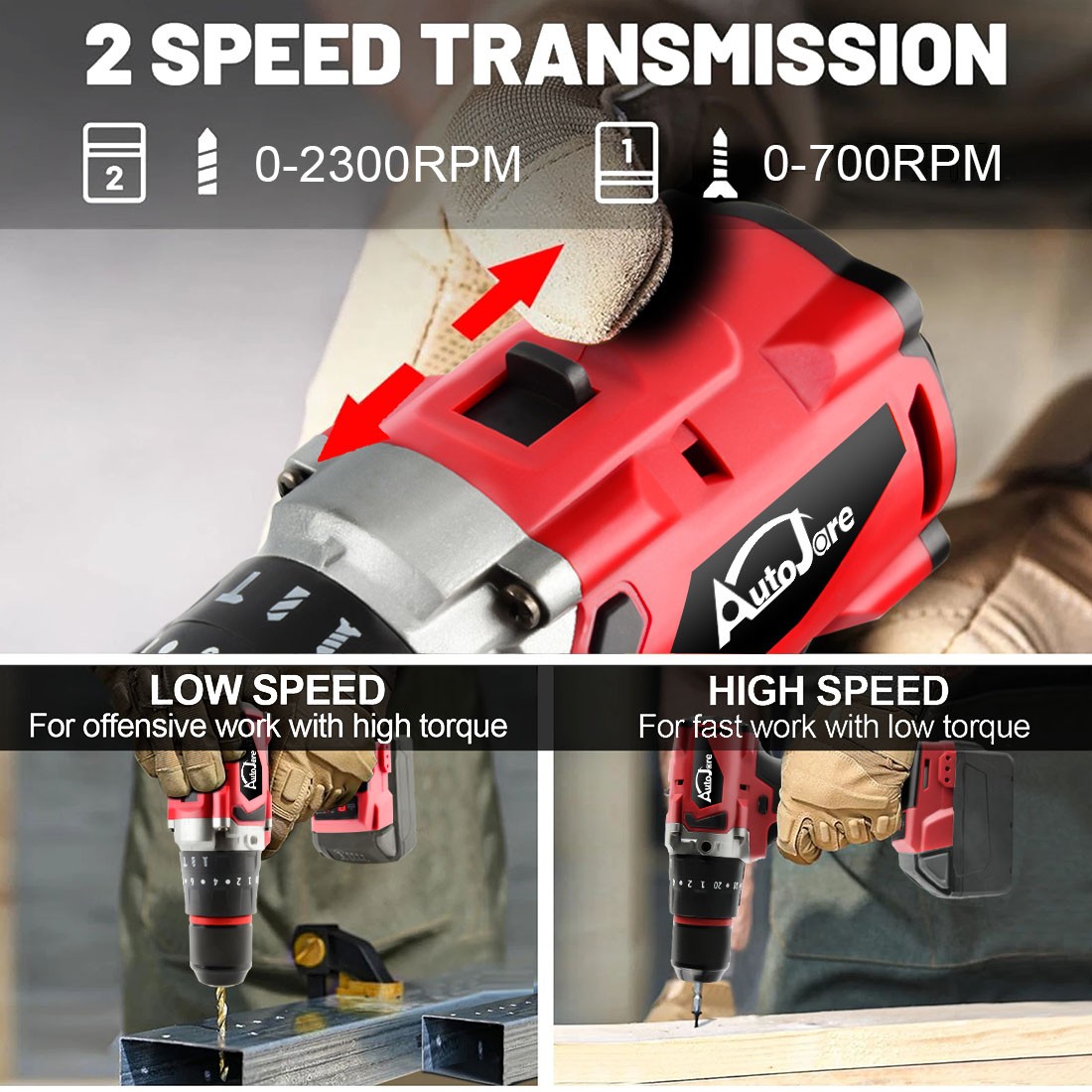 1/2″ Cordless Hammer Drill/Driver Brushless For Milwaukee 18V Battery 2-Speed