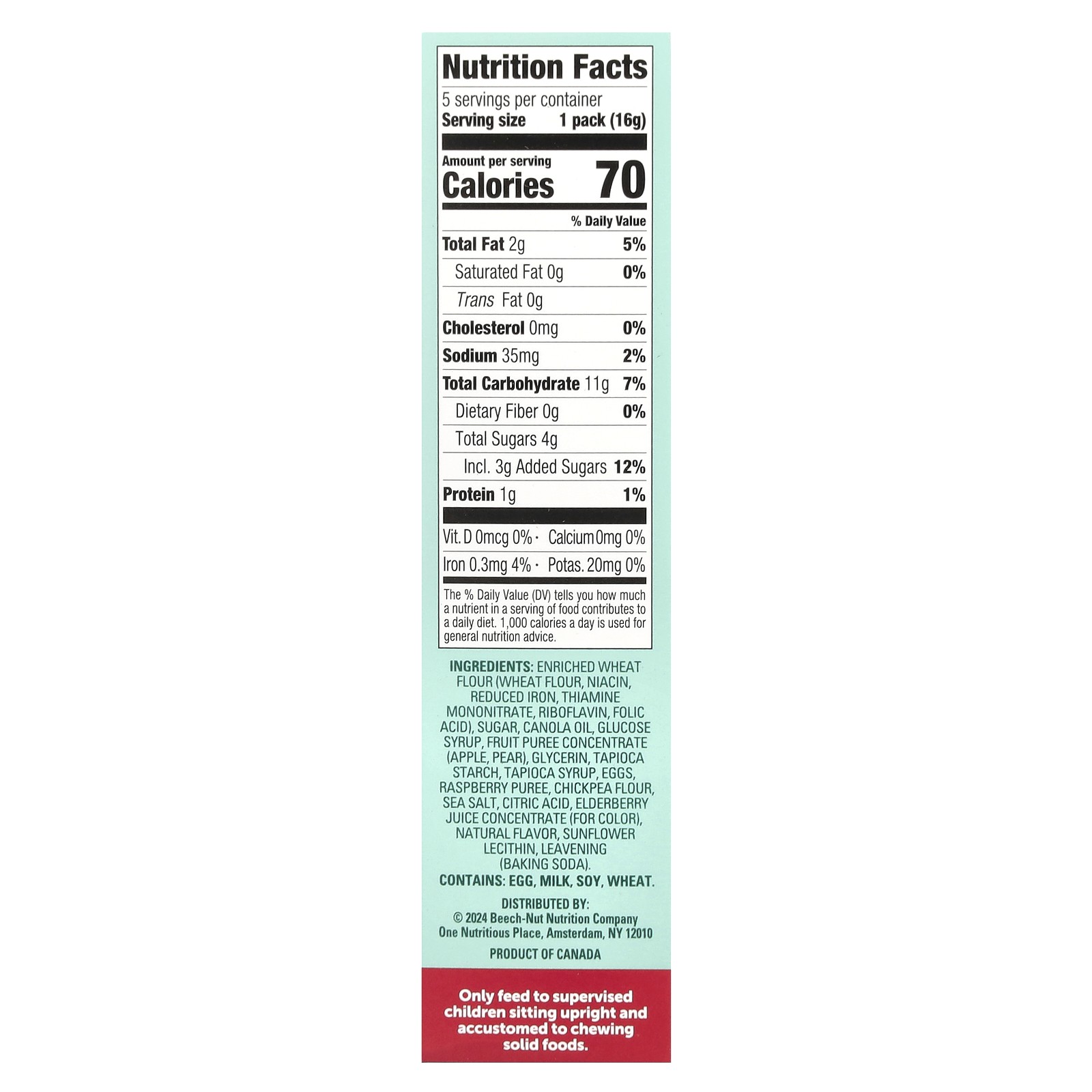 Jammin’ Waffles, 12+ Months, Pear Raspberry, 5 Packs, 0.56 oz (16 g) Each