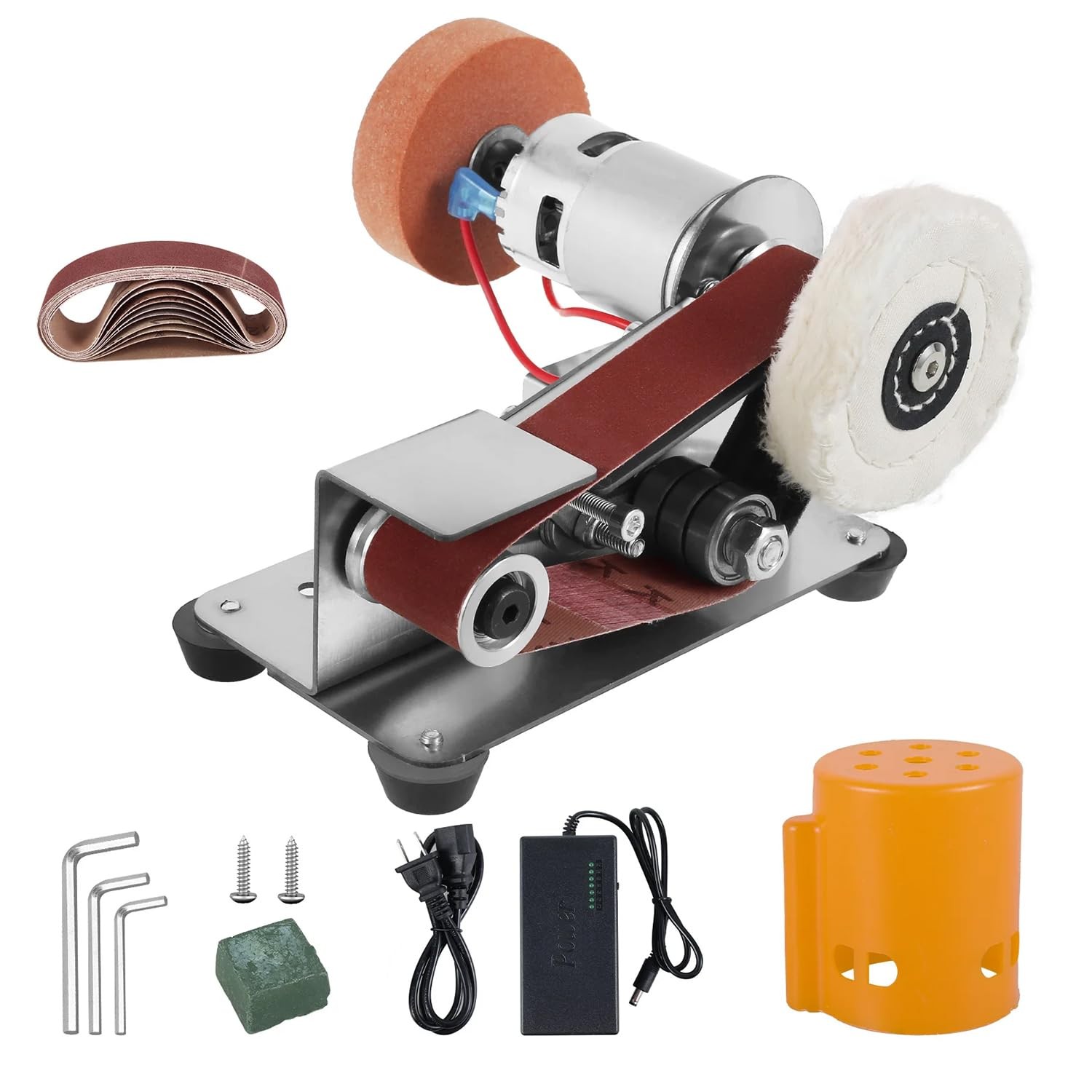 Mini Belt Sander Electric Bench Grinder Sanding Machine 7 Adjustable Speed Gr…