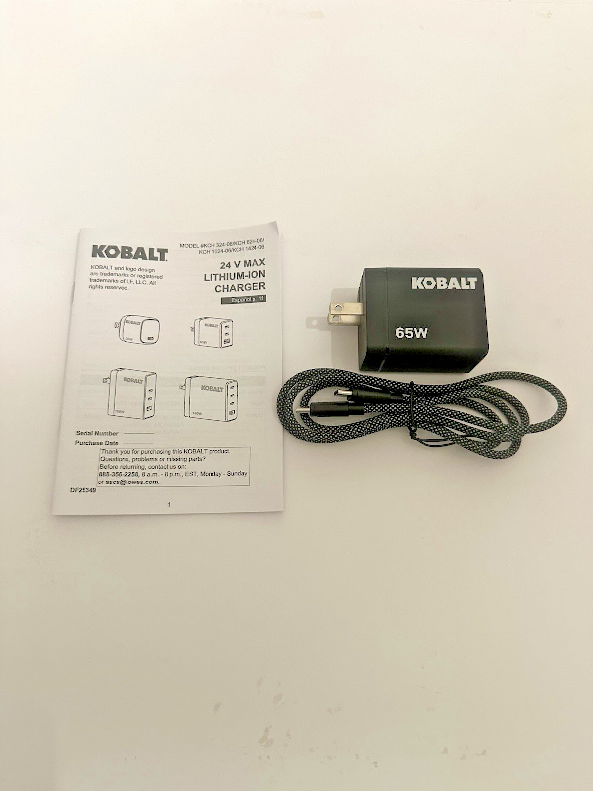 NEW Genuine Kobalt 24V USB-C PD 65W battery charger KCH-624-06