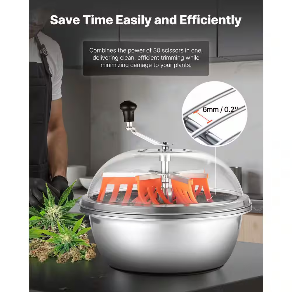 19 In. Manual Bud Leaf Trimmer W/Stainless Steel Blades, Transparent Lid, Wet &