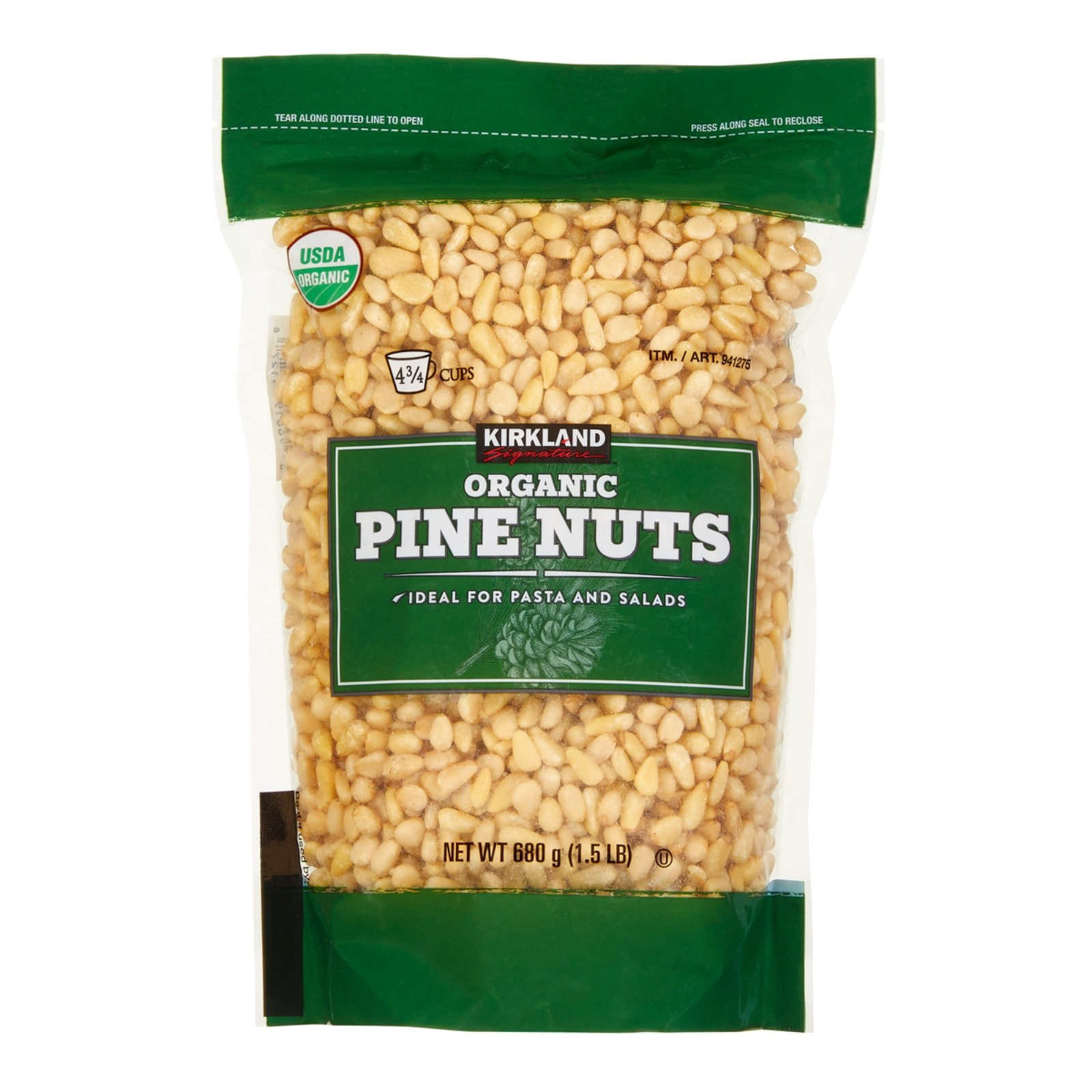 KIRKLAND ORGANIC PINE NUTS 24 OZ, 1.5 LB (680G), IDEAL FOR PASTA AND SALADS