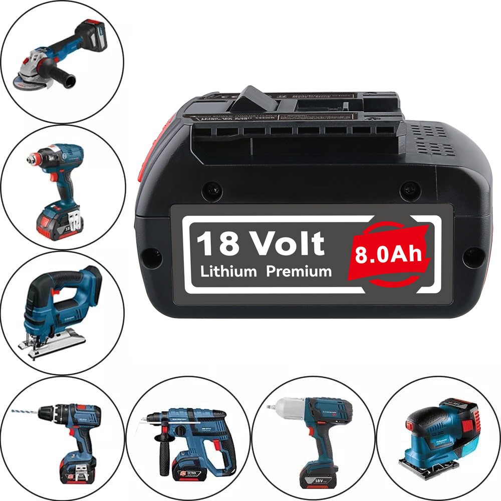 2pack 8.0AH 18V Battery For Bosch 18 VOLT Li-ion BAT609 BAT610G BAT618 24618-01