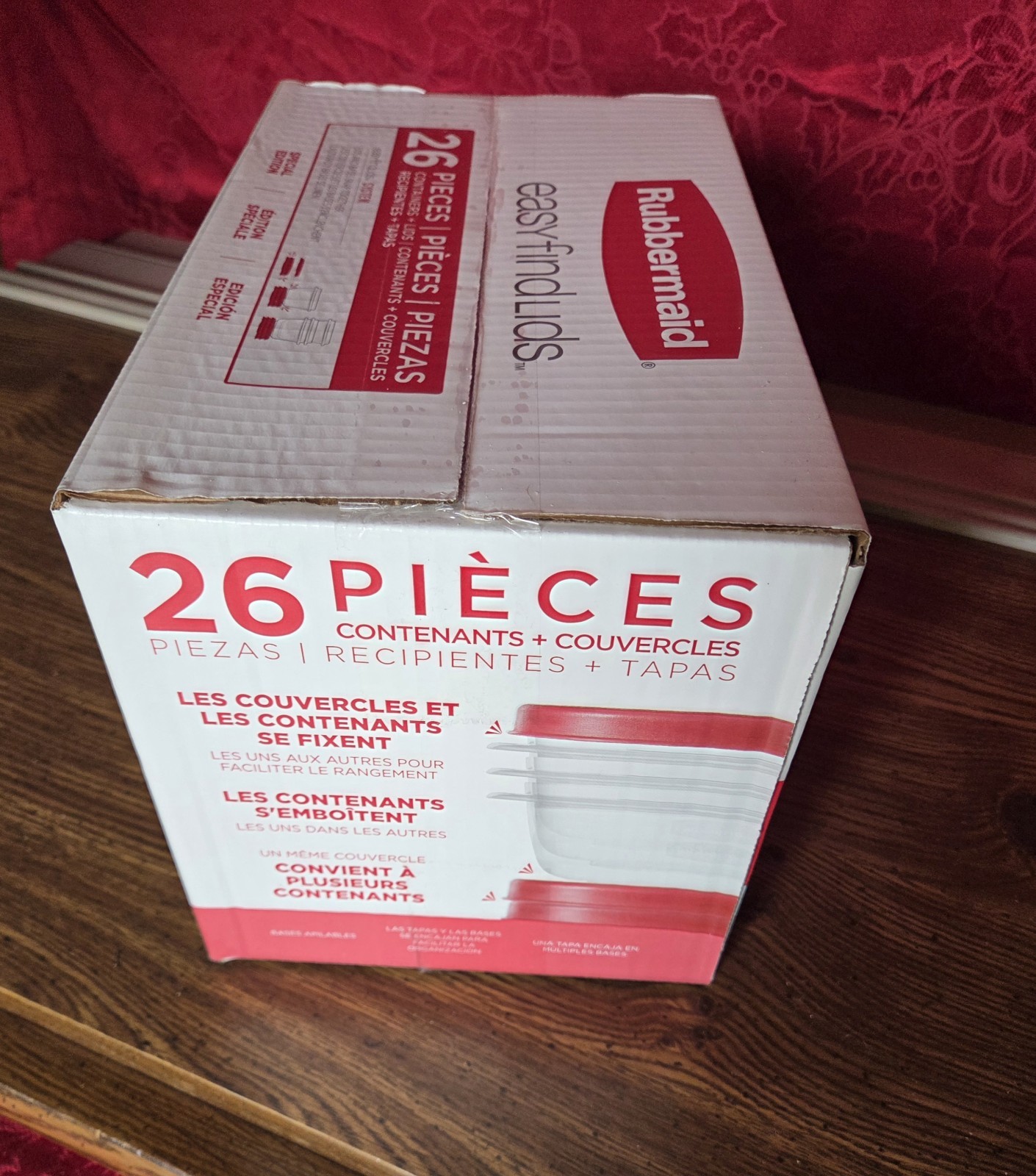 RUBBERMAID Food Storage Container Set w/EASY FIND LIDS 26-PC, RED, Vented – NEW