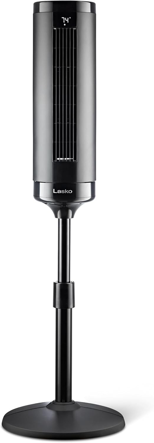 Elevation Adjustable Tower Fan 42”-54”, Pedestal Fan, 31 ft/s Airflow, Quiet …