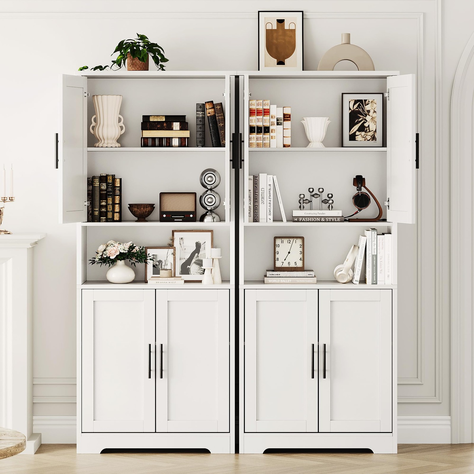 70” Tall Kitchen Pantry Cabinet Freestanding Storage Cabinet Adjustable Shelves