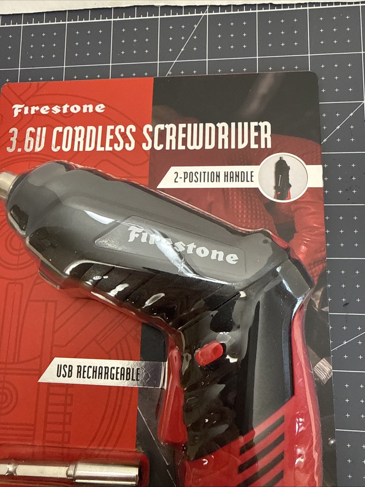 Firestone 3.6V Cordless Screwdriver, 2 Position Handle, USB Rechargeable