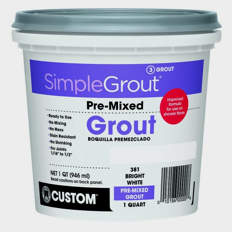 Custom SIMPLEGROUT 1qt Pre-Mixed Grout BRIGHT WHITE Ceramic Mosaic Tile PMG381QT