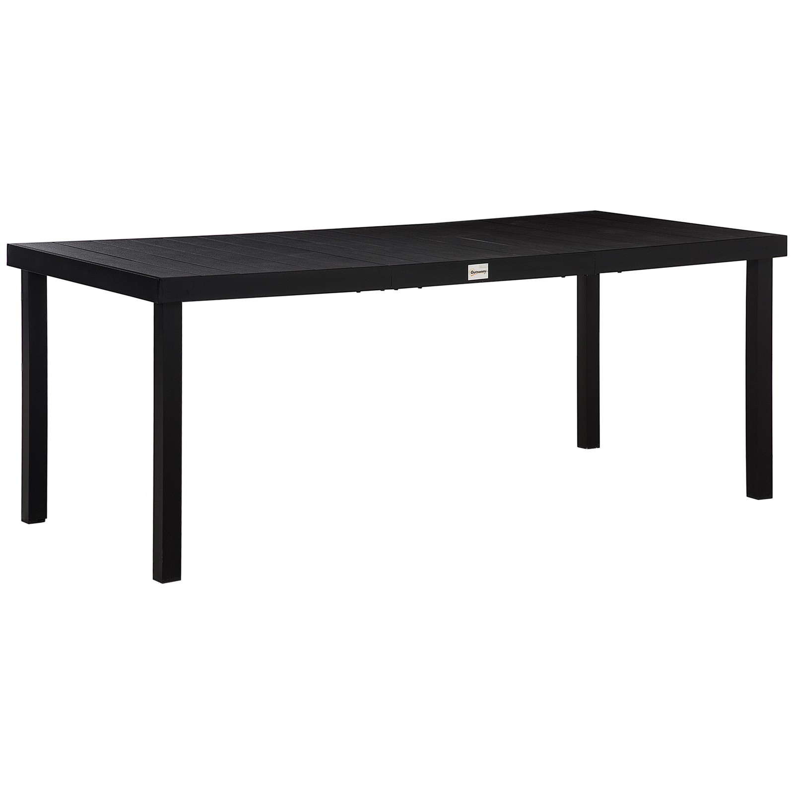 75x35in Outdoor Dining Table for 8 Aluminum Faux Wood Patio Table Black