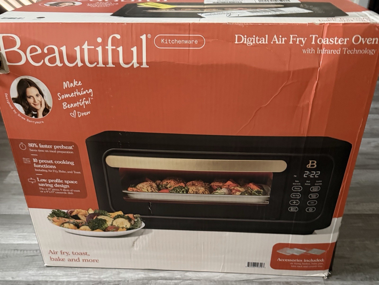 Beautiful Infrared Digital Air Fry Toaster Oven 1800W Matte Black 18246