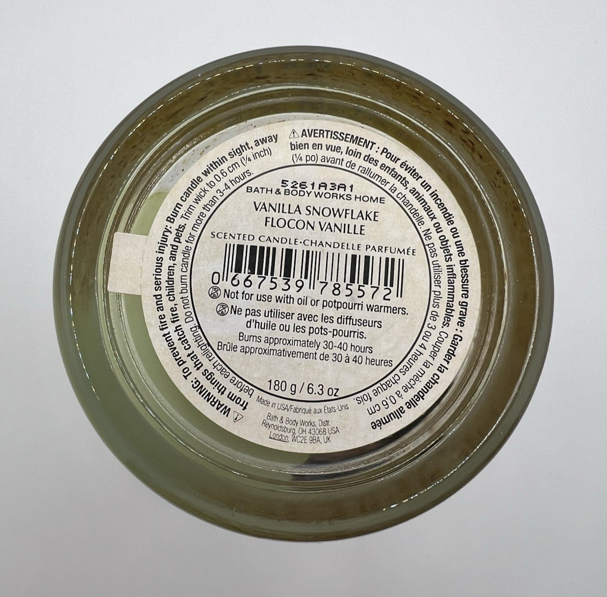 Bath & Body Works Vanilla Snowflake Scented Candle 1-Wick 6.3 oz rare HTF