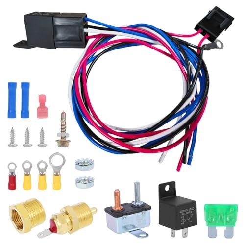 40 AMP Electric Fan Relay Kit with Thermostat Control Switch Electric 185 On