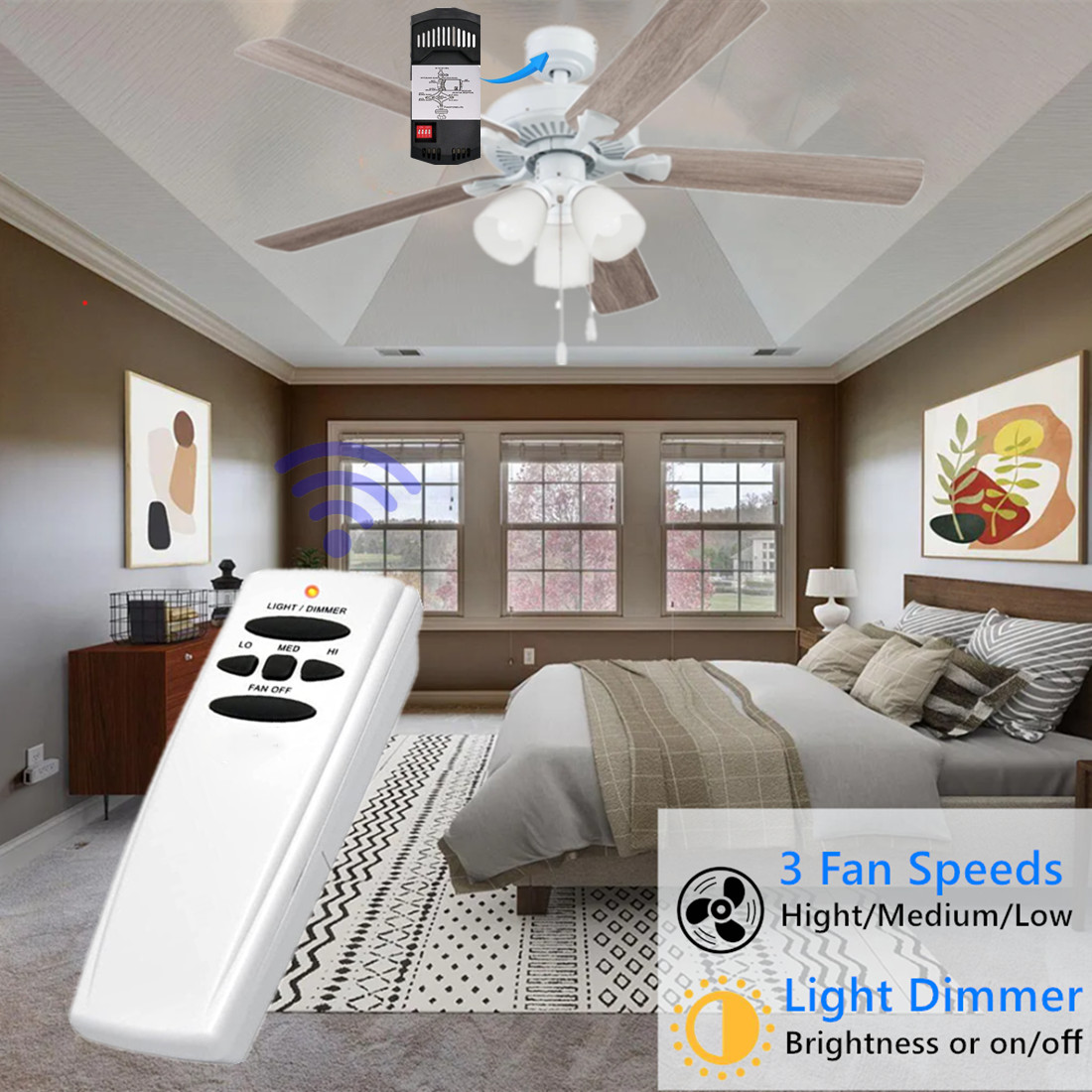 Ceiling Fan Remote Control Replacement for Harbor Breeze Hampton 3 Speed Dimmer