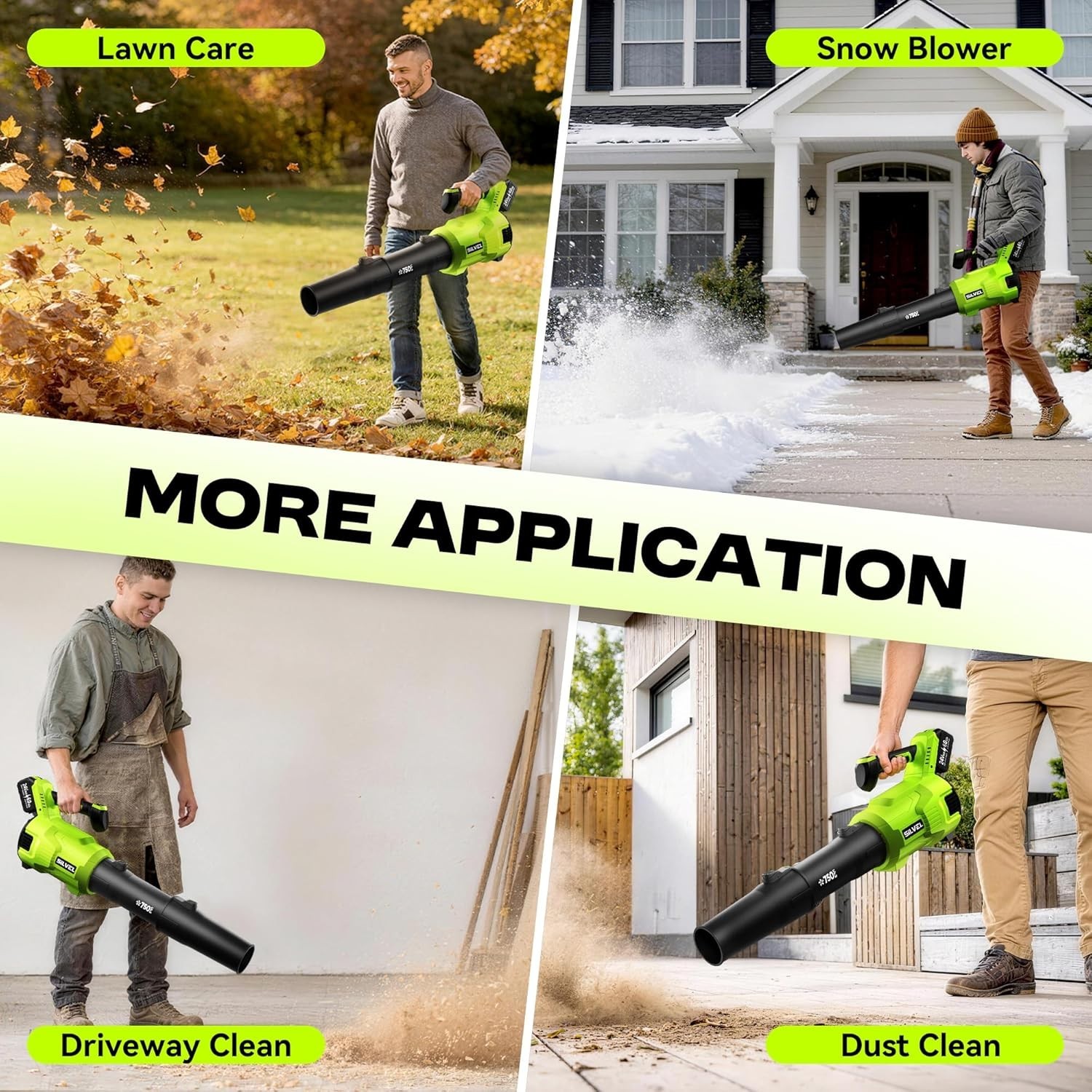 Cordless Leaf Blower with 2×6.0Ah Battery and Quick Charger, 750CFM 250MPH Hi…