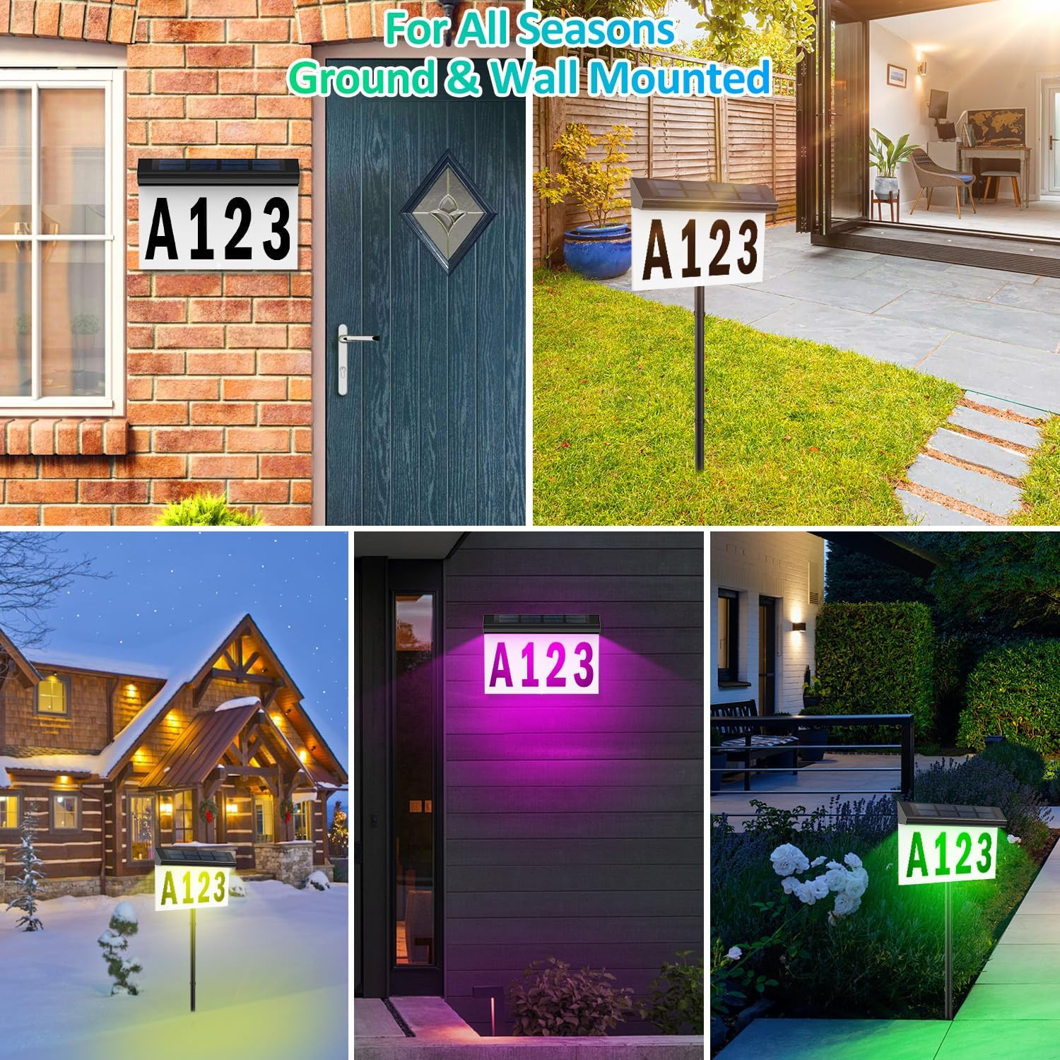 T-SUN Solar House Numbers for Outside, Waterproof 15LED with Remote Control, 9 L