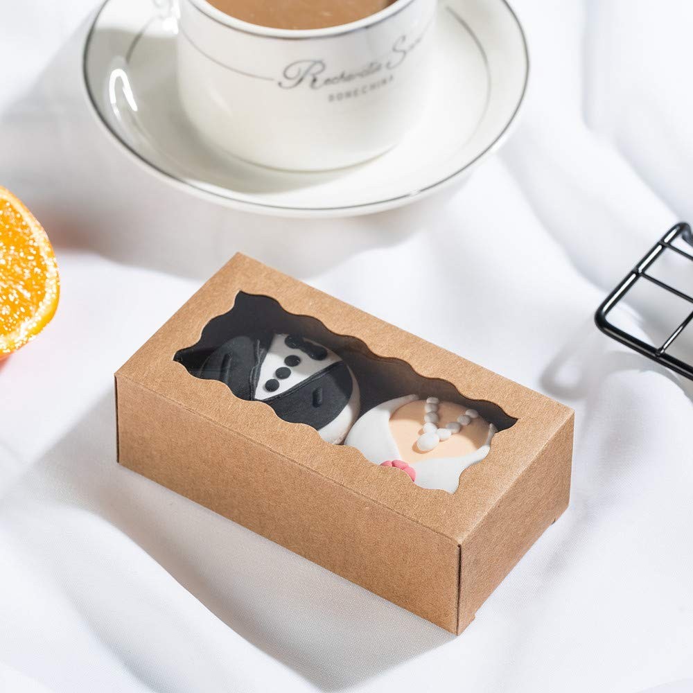 Small Treat Boxes with Window 100 PCS 4.17×2.16 Inch Macaron Candy Packaging