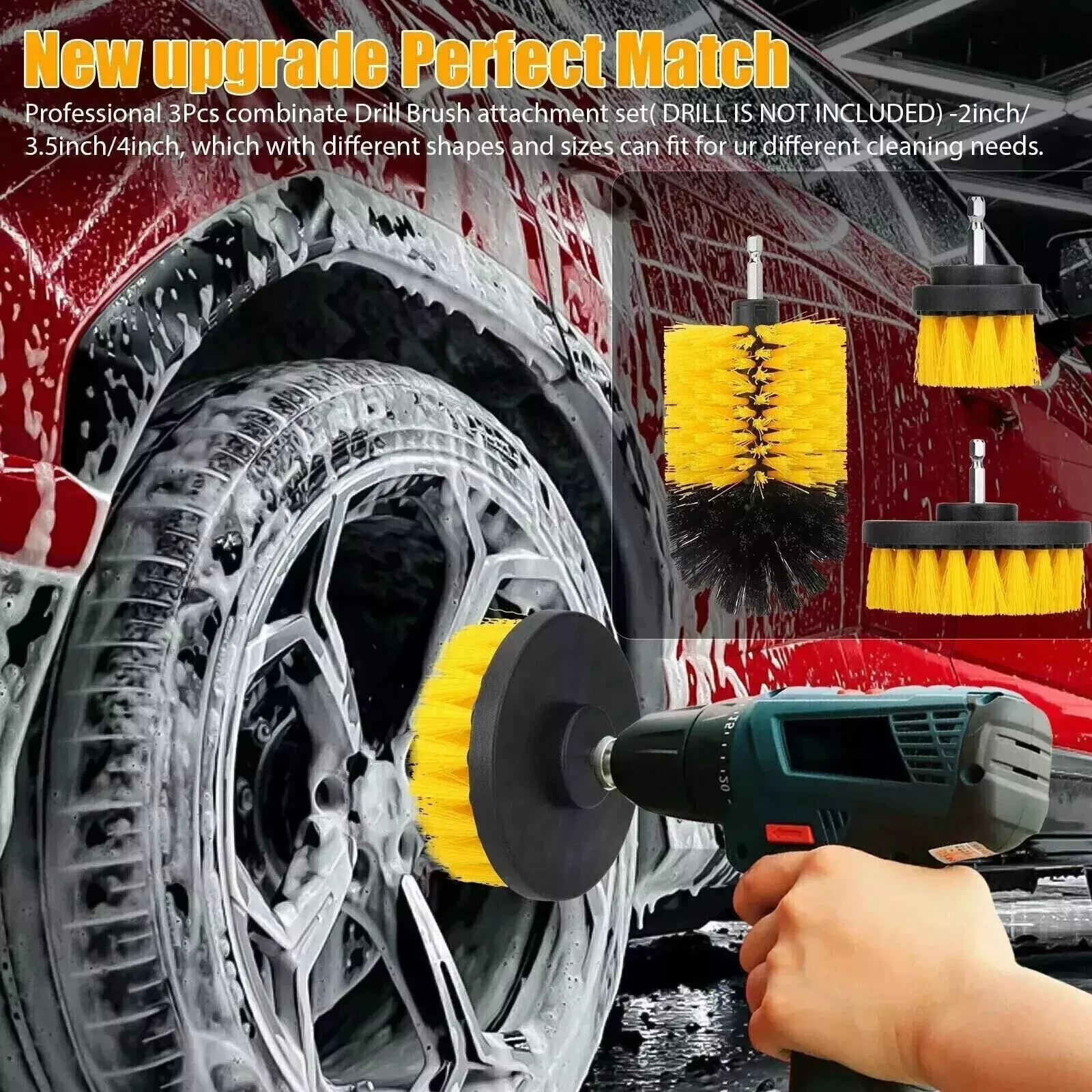 Drill Brush Set Power Scrubber Drill Attachments for Carpet Tile Grout Cleaning