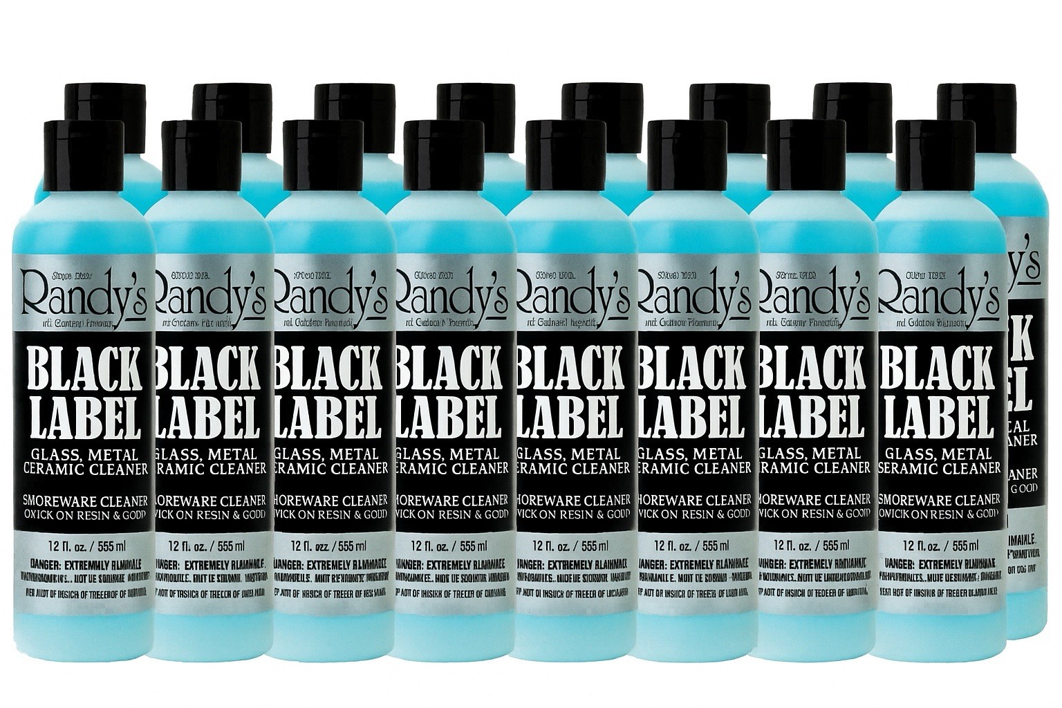 Randy’s Black Label Glass Cleaner – 16×12oz Bottles for Ceramic, Glass & Metal