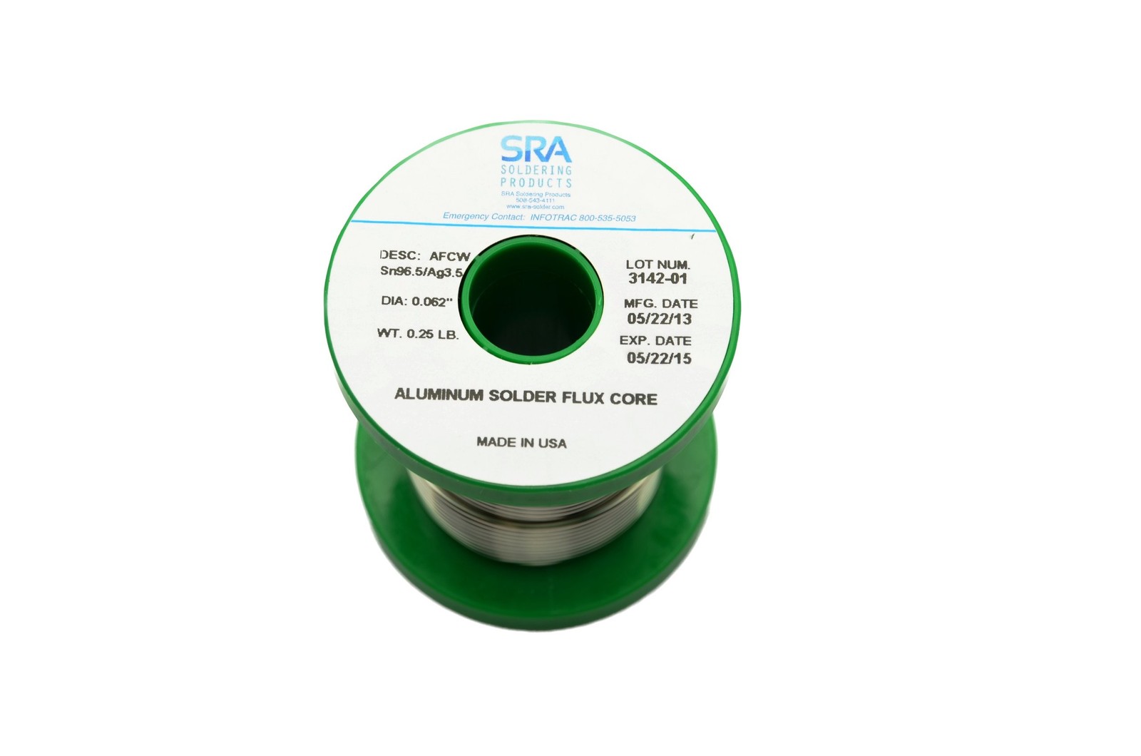 Aluminum Solder Wire 96.5 Sn/3.5Ag .062 Flux Core