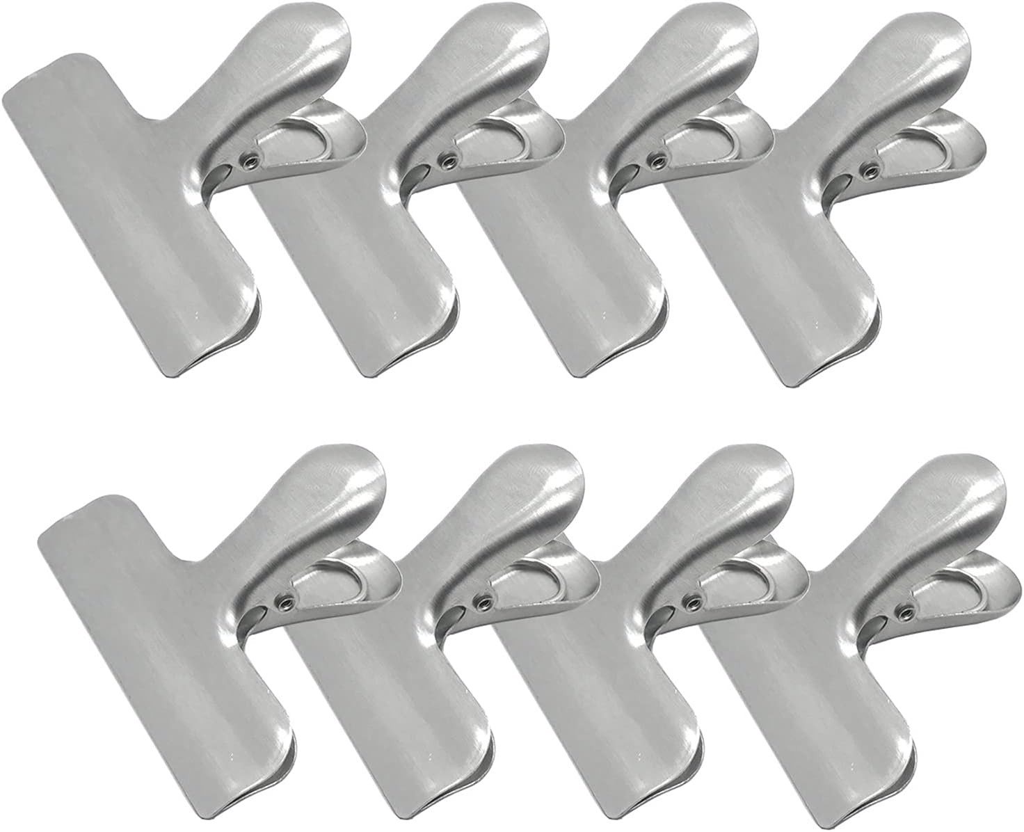 8 Pack Metal Chip Clips, 3 Inch Food Bag Clips, Silver | Stainless Steel Heavy D